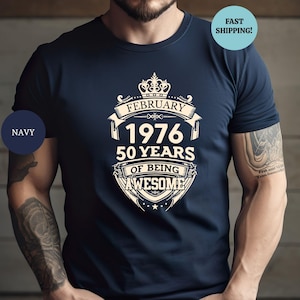 Custom Vintage 1976 50 Years Of Being Awesome Birthday Mens T-Shirt, Men Born In 1976 Shirt, 50th Birthday Party Shirt, 50th Birthday Shirt image 2
