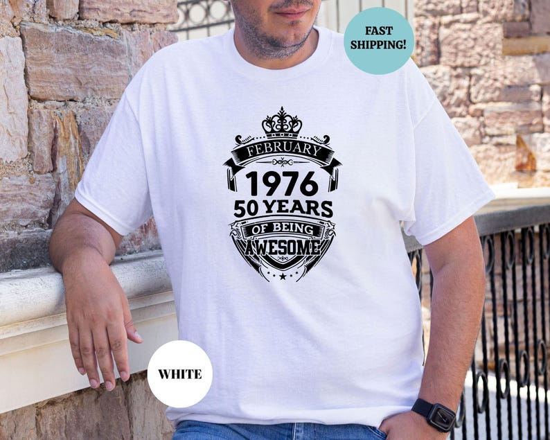 Custom Vintage 1976 50 Years Of Being Awesome Birthday Mens T-Shirt, Men Born In 1976 Shirt, 50th Birthday Party Shirt, 50th Birthday Shirt image 3