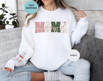 Personalized Merry Mama Christmas Sweatshirt, Custom Holiday Sweater