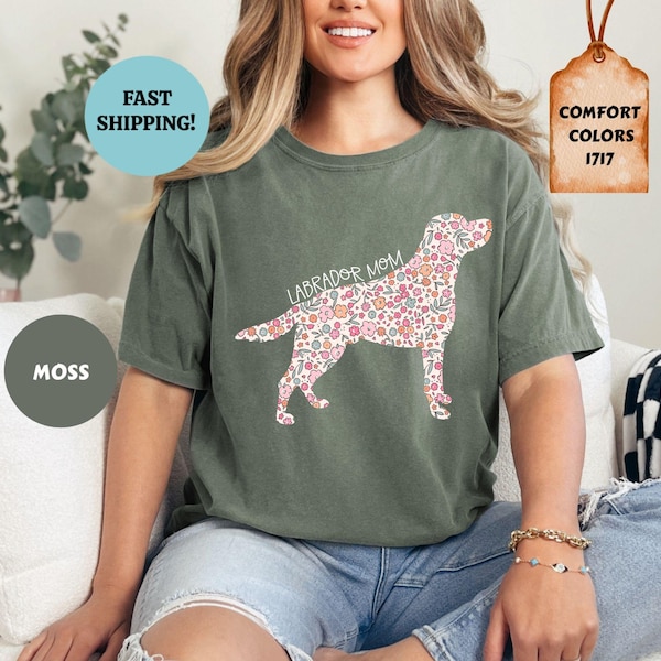 Komfort Farben Floral Labrador Retriever Shirt, Labrador Mama T-Shirt, Labrador Mama Geschenk, Geschenk für Hundeliebhaber, Labrador Besitzer Tee, Labrador Mama Geschenk
