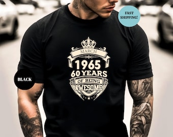 Personalized 1965 60 Years Of Being Awesome Birthday Mens Shirt, 60th Birthday Shirt, Men Born In 1965, 60th Birthday Party Tee, Custom Tee