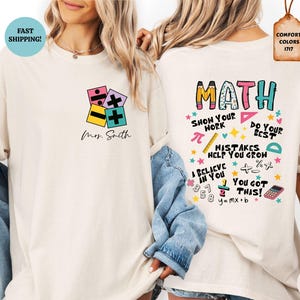 Comfort Colors Custom Math Teacher Shirt, Math Teacher Gift, Math Lover Shirt, Mathematician Shirt, Back To School Tee, Teacher Appreciation