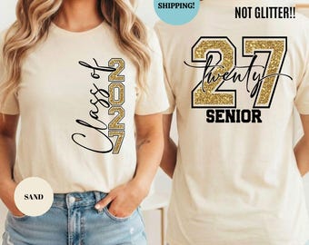 Retro Senior Class of 2027 Shirt, Senior Front Back Tee, High School Graduation Gift