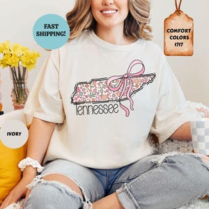 Floral Tennessee Comfort Colors Shirt, Coquette Tennessee Shirt, Tennessee Lover Gift,  State Shirt, Tennessee Tshirt, Tennessee Gifts
