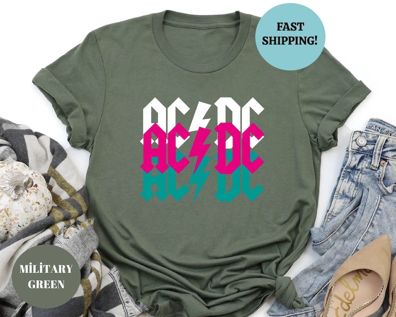 ACDC Band Retro T-shirt, Vintage Rock Music Shirt - Etsy