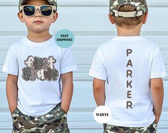 Retro Camo Personalized First Grade Shirt, Custom Boy Back To School Tee