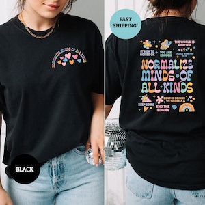 Normalize Minds Of All Kinds Boho Style Shirt,Retro Autism Awareness,Vintage Mental Health Apparel,Unisex ADHD Tee,Teacher Autism Month Gift