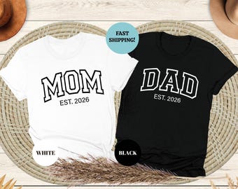 Custom Mom and Dad Shirts, New Dad Shirt, Gift for New Mom, Pregnancy Announcement Shirts, Christmas Gift For Mom and Dad, Mom Sweatshirt
