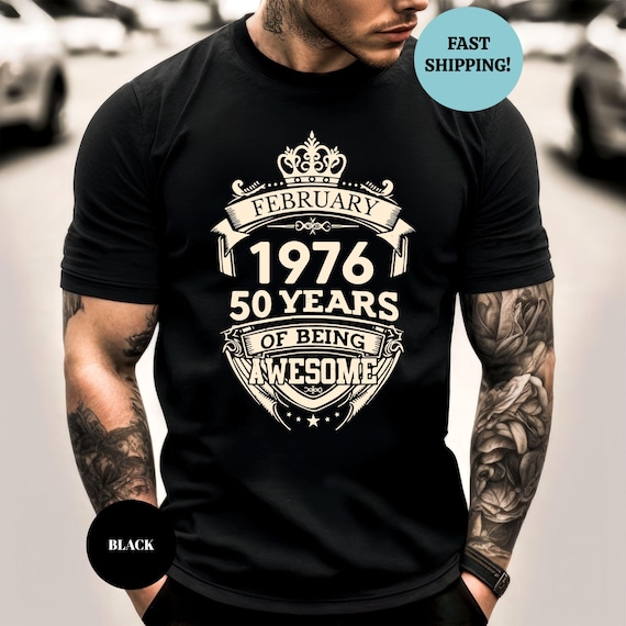 Custom Vintage 1976 50 Years Of Being Awesome Birthday Mens T-Shirt, Men Born In 1976 Shirt, 50th Birthday Party Shirt, 50th Birthday Shirt