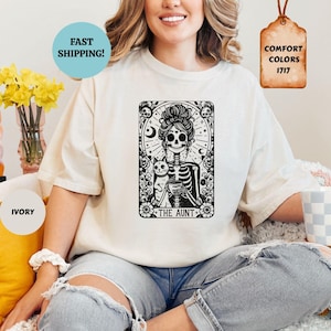 Chemise pour cartes de tarot Comfort Colors® La tante, T-shirt squelette pour femme, T-shirt tante, Chemise future tante, Chemise meilleure tante de tous les temps, Cadeau tante