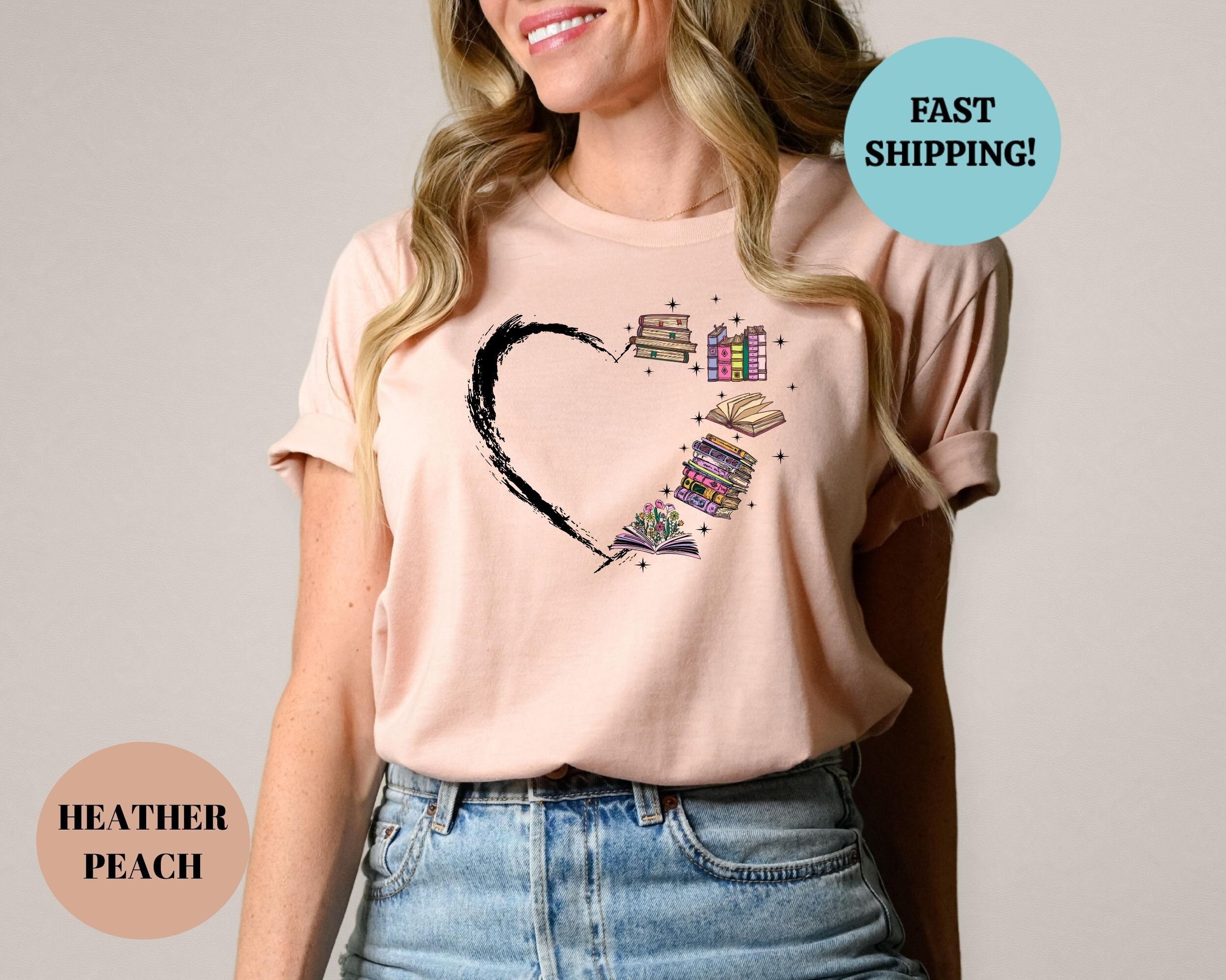 Book Lover Shirt, Library T Shirt, Book Reader Hoodie, Reading Shirt, Book Lover Gift, Books Heart Sweatshirt, Book Lover Tee