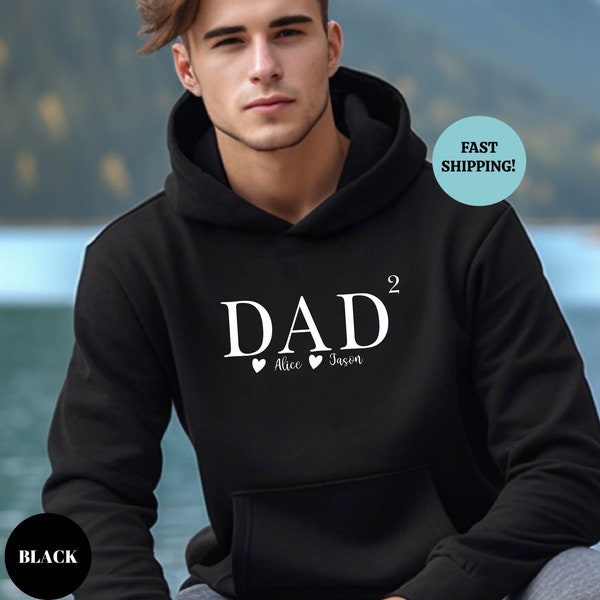 Personalized Dad of 2 Sweatshirt Custom Twin Dad Sweater Papa 2 Hoodie with Kids Names Dad of 2 Kids Sweater Fathers Day Gift Dad Present