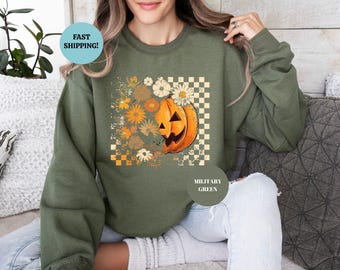 Bluza z motywem dyni w kwiaty i jesieni: Bluza z kapturem na Święto Dziękczynienia