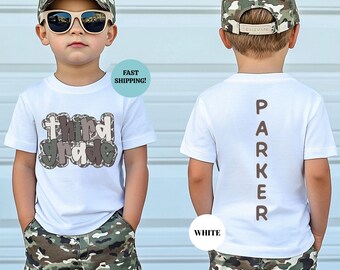 Retro Camo Custom Third Grade Shirt, Personalized Boy Back To School Tee