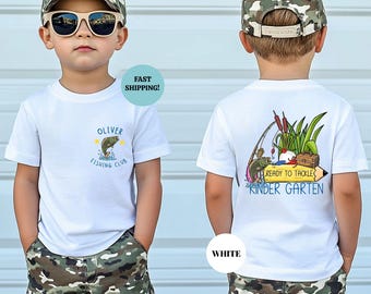 Personalized Kindergarten Shirt, Ready To Tackle Fishing Boy Tee, Custom Back To School T-Shirt