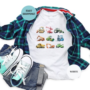 Maglietta per bambini &quot;Costruzione camion&quot;, maglietta per bambini con attrezzatura, regalo per bambini, maglietta per bambini piccoli &quot;Costruzione&quot;, regalo per amanti dei camion, maglietta per bambini piccoli