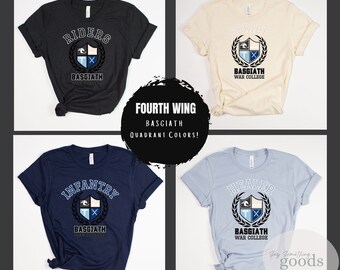 Fourth Wing T-shirt , Basgiath, War College, Quadrant Colors, Riders, Healer, Infantry, Scribe, Book Club Gift, Violet Sorrengail, Booktok