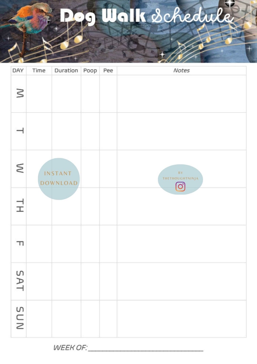 Dog Walk Schedules Printable Dog Walk Schedules Tracker Etsy