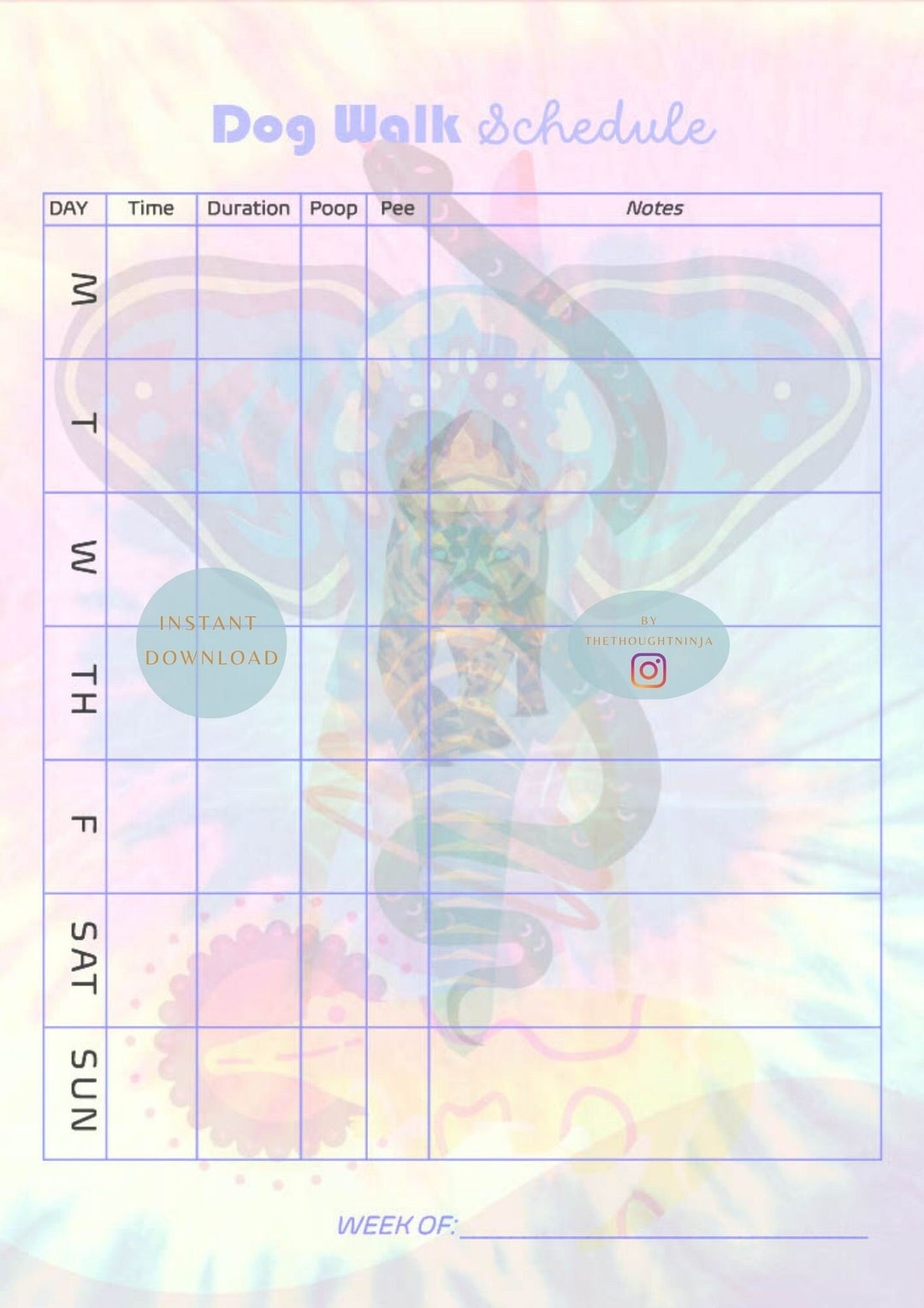 Dog Walk Schedules Printable Dog Walk Schedules Tracker Etsy