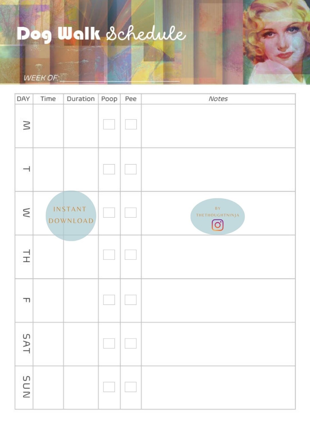 Dog Walk Schedules Printable Dog Walk Schedules Tracker Etsy