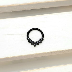 16g 8 mm 10 mm Schwarz Chirurgische Sieben Cz Hoop, Septum Ring, Nasenring, Knorpel, Turm, Helix