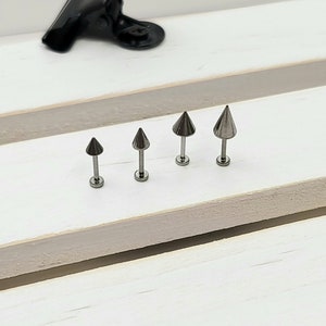 Piercings de titanio con punta a presión para labio, trago, cartílago, hélix, nariz, labio, 16 g, 18 g y 20 g