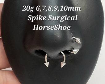 20g Surgical HorseShoe Silver Spike, Ball Barbell piercing(Single), Septum Ring, Nose Ring, Cartilage, Rook, Helix