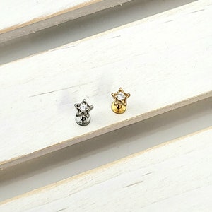 Surgical 16g Star Stone internally labret 4mm,5mm,6mm,7mm,8mm,9mm,10mm Cartilage helix tragus