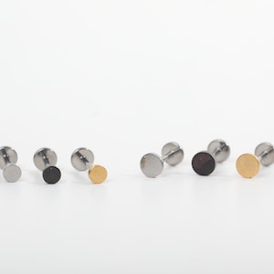 Titanium 3mm, 4mm Dot Circle Push inLabret 16g, 18g, 20g Tragus Cartilage Helix Lip Nose Piercings