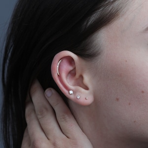Dainty Long Crescent Cz Curve Einschieben Labret 16g, 18g, 20g Conch, Knorpel, Helix Piercings