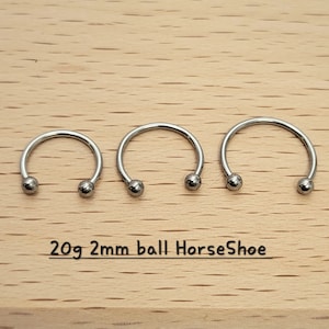 20g 2mm Kugel Hufeisen Silber Barbell Piercing( Einzeln), Septum Ring, Nasenring, Knorpel, Turm, Helix
