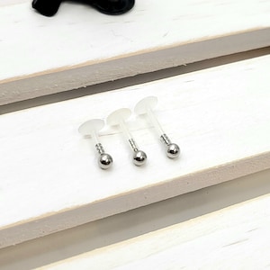 16G 3mm Ball Silver Prong Set BioFlex Push In Labret, 16GA Tragus Cartilage Helix Lip Nose
