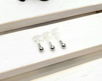 Jeu de griffes argentées sphériques 16G, 3 mm Labret à enfoncer BioFlex, nez à lèvres en hélice du cartilage Tragus 16G