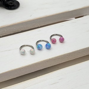 20g 3mm Opal ball HorseShoe Barbell piercing(Single), Septum Ring, Nose Ring, Cartilage, Rook, Helix