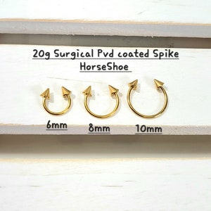20g Surgical HorseShoe Gold Spike, Ball Barbell piercing(Single), Septum Ring, Nose Ring, Cartilage, Rook, Helix