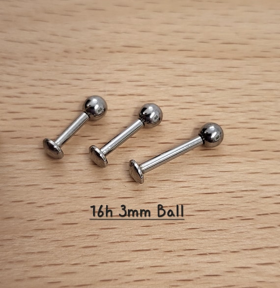 5-Pack 316L Surgical Steel Labret Earrings – 14G 16G 18G 20G, Multiple Sizes, Ball Closures