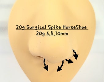 20g Surgical HorseShoe Black Spike, Ball Barbell piercing(Single), Septum Ring, Nose Ring, Cartilage, Rook, Helix