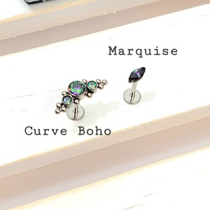 Titanium Vm Crystal Boho Curve, Four Marquise, Crown Oval Cz Push in ...