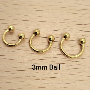 18 g 2 mm 3 mm hoefijzervormige gouden barbell piercing (enkel), septumring, neusring, kraakbeen, toren, helix