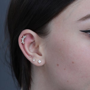 Titanium Seven Marquise Oval Cz Push inLabret 16g, 18g, 20g Conch, Cartilage, Helix Piercings