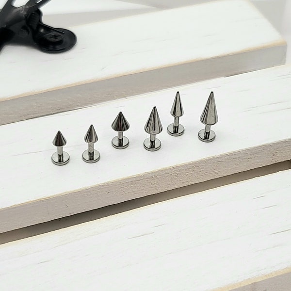 Implant Grade Titanium 16g Spike internally labret 4mm,5mm,6mm,7mm,8mm,9mm,10mm.