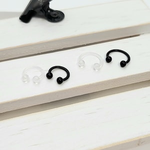 16 g Bio-Flex-houder hoefijzerhelder, zwarte bioflex-labret piercinghouders