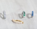 Implant Grade Titanium Hinged Hoop With Pave Square CZ 16g Belly Button Ring