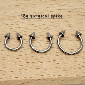 18g Surgical HorseShoe Silver Spike, Ball Barbell piercing(Single), Septum Ring, Nose Ring, Cartilage, Rook, Helix