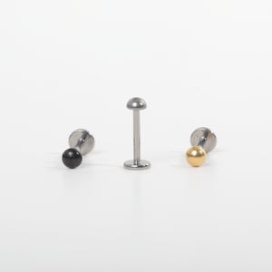 Titanium 3mm Dome Push inLabret 16g, 18g, 20g Tragus Cartilage Helix Lip Nose Piercings
