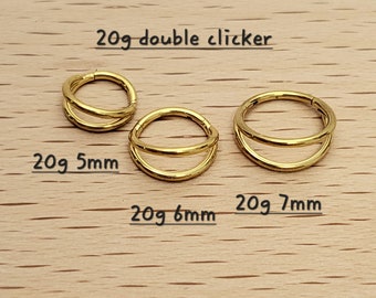 20g 5mm 6mm 7mm Double Lined Ring 316L Surgical Steel Hinged Segment Ring, Helix, Cartilage, Hoop, Conch