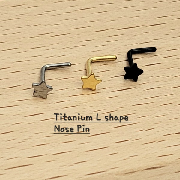 20g 6mm Tiny Star Nose Pin Titanium L type