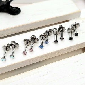Implant Grade Titanium Pair of Prong Set Color CZ Earrings