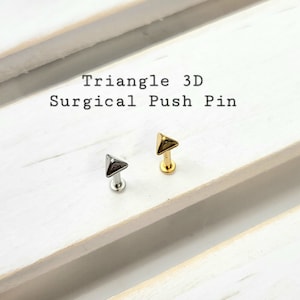 Surgical 3D Triangle Push in Labret 16g, 18g, 20g Tragus Cartilage Helix Lip Nose Piercings