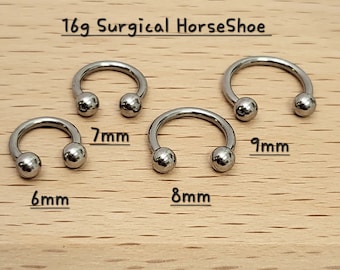 16g 6mm,7mm,8mm,9mm,10mm HorseShoe Silver Barbell piercing(Single), Septum Ring, Nose Ring, Cartilage, Rook, Helix